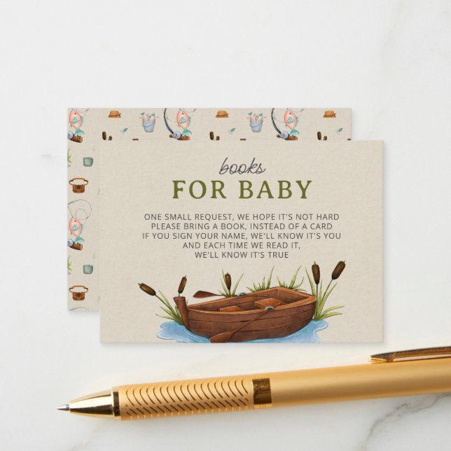 Carte D'accompagnement Un Petit Pêcheur Scripts Livres Pour Baby shower (Devant/Arrière en situation)