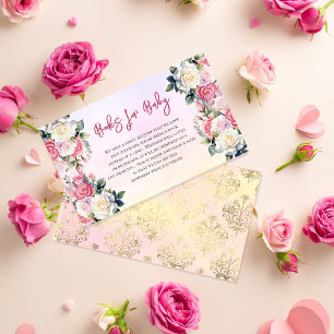 Carte D'accompagnement Un petit Rose Floral Damask Livres pour bébé