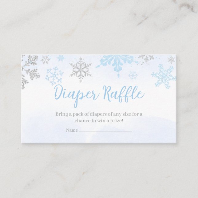 Carte D'accompagnement Un Petit Snowflake Blue Baby shower Diaper Raffle (Devant)