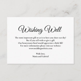 Carte D'accompagnement Un simple souhait minimal. Mariage noir blanc