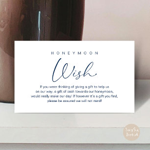 Carte D'accompagnement Un souhait de lune de miel, Mariage romantique mod