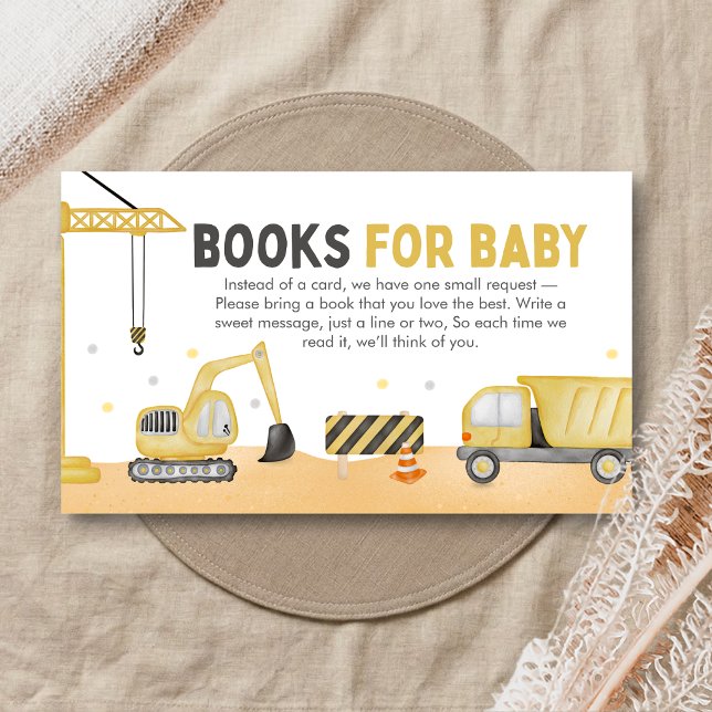 Carte D'accompagnement Under Construction Baby Shower Books for Baby (Caution Baby Under Construction Baby Shower Books for Baby)