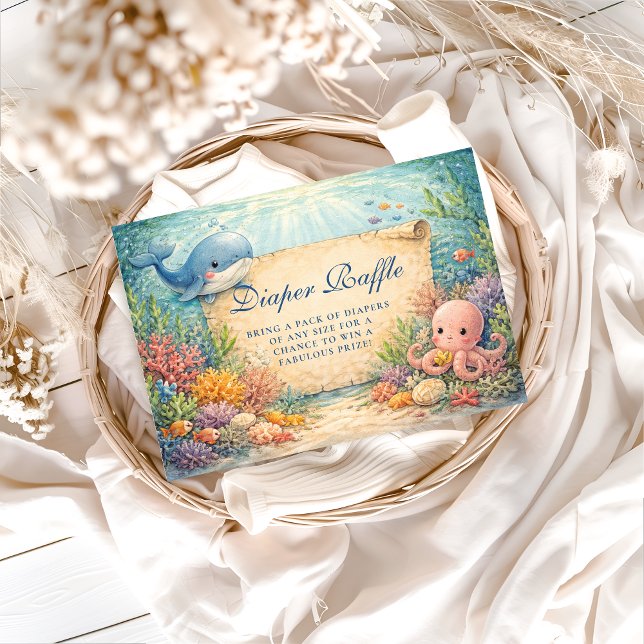 Carte D'accompagnement Under The Sea Baby Shower Diapper Raffle (Créateur téléchargé)