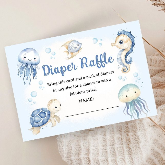 Carte D'accompagnement Under The Sea Ocean Baby Shower Boy Diaper Raffle (Créateur téléchargé)