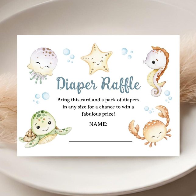 Carte D'accompagnement Under The Sea Ocean Baby Shower Diaper Raffle (Créateur téléchargé)