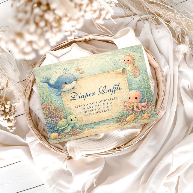 Carte D'accompagnement Under the Sea Storybook Baby Shower Diapper Raffle (Créateur téléchargé)