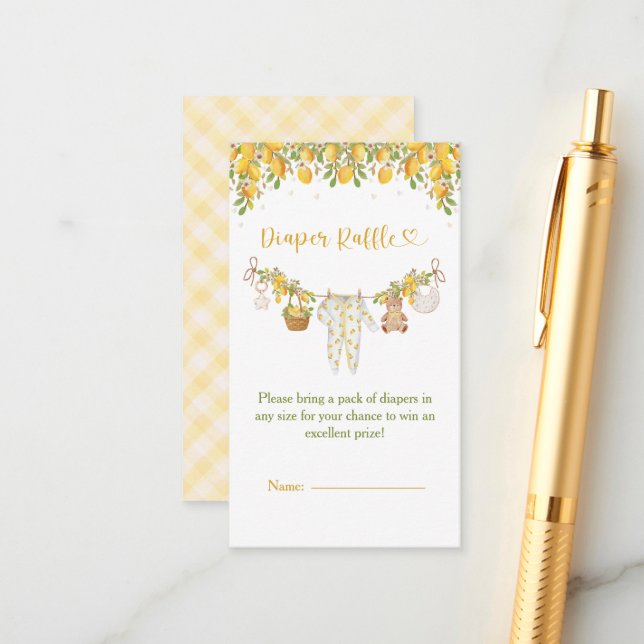 Carte D'accompagnement Une Douce Petite Fête de Naissance Citron Citrus (Devant/Arrière en situation)