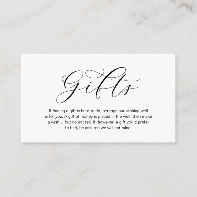 Carte D'accompagnement Une Note Sur Les Cadeaux De Mariage, Belle Éléganc (Devant)