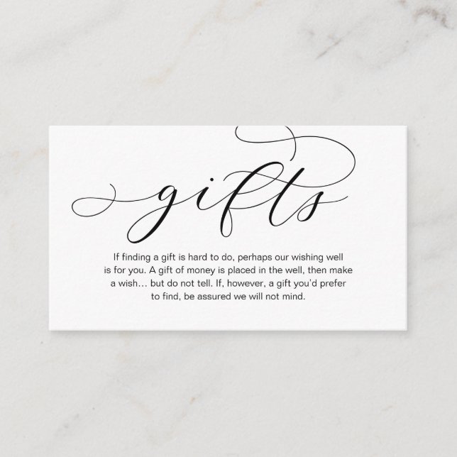 Carte D'accompagnement Une Note Sur Les Cadeaux De Mariage, Belle Éléganc (Devant)