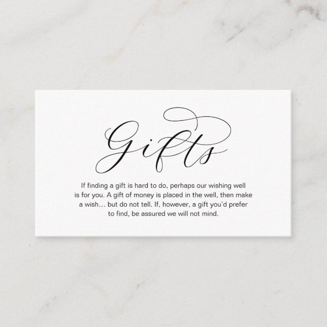 Carte D'accompagnement Une Note Sur Les Cadeaux De Mariage, Belle Éléganc (Devant)