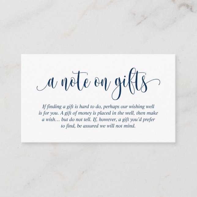 Carte D'accompagnement Une Note Sur Les Cadeaux De Mariage, Moderne Class (Devant)