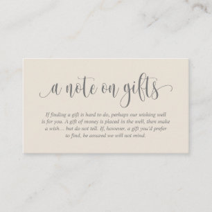 Carte D'accompagnement Une Note Sur Les Cadeaux De Mariage, Script Élégan