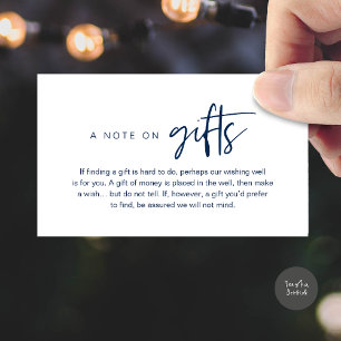 Carte D'accompagnement Une note sur les cadeaux, Espèces pour le Fonds de