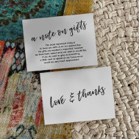 Une note sur les cadeaux Mariage Décontracté d'écr