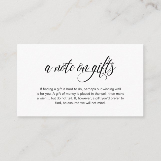 Carte D'accompagnement Une note sur les cadeaux, Mariage élégant moderne (Devant)