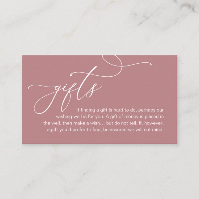 Carte D'accompagnement Une Note Sur Les Cadeaux, Mariage Romantique Moder (Devant)