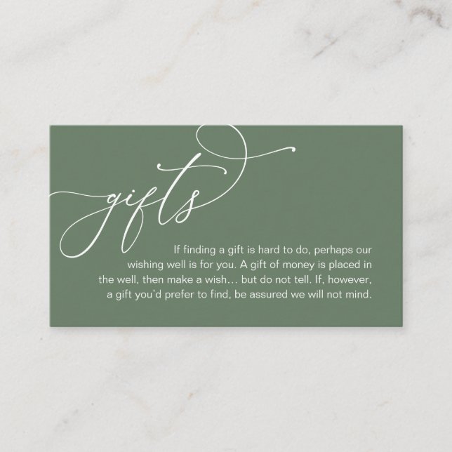 Carte D'accompagnement Une Note Sur Les Cadeaux, Mariage Romantique Moder (Devant)
