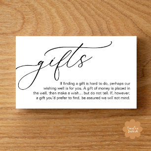 Carte D'accompagnement Une Note Sur Les Cadeaux, Mariage Romantique Moder
