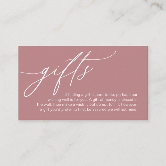 Carte D'accompagnement Une Note Sur Les Cadeaux, Mariage Romantique Moder (Devant)