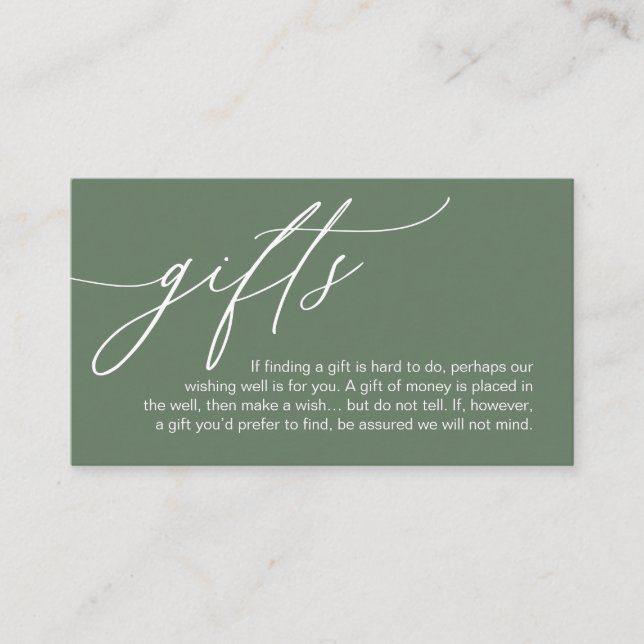 Carte D'accompagnement Une Note Sur Les Cadeaux, Mariage Romantique Moder (Devant)