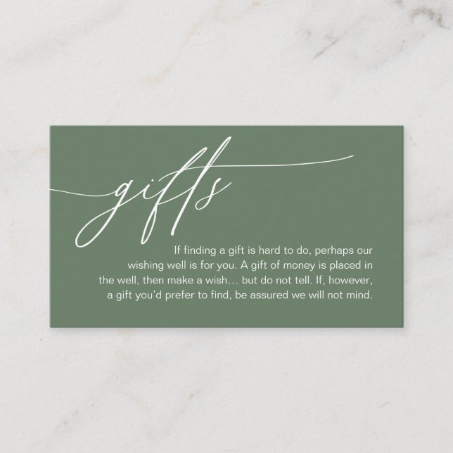 Carte D'accompagnement Une Note Sur Les Cadeaux, Mariage Romantique Moder (Devant)