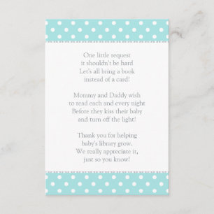 Carte D'accompagnement Une Petite Demande Aqua Blue Baby shower Book