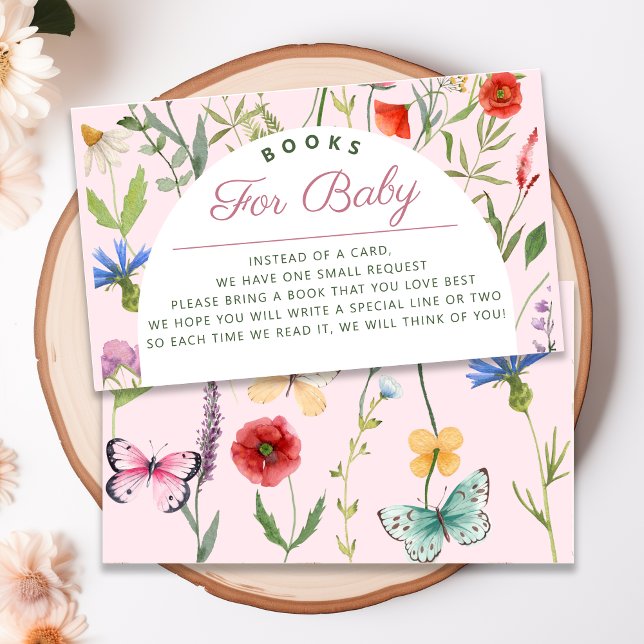 Carte D'accompagnement Une petite fille Fleur sauvage livres pour le Baby (A Little Wildflower Girl Books for Baby Shower Enclosure Card)