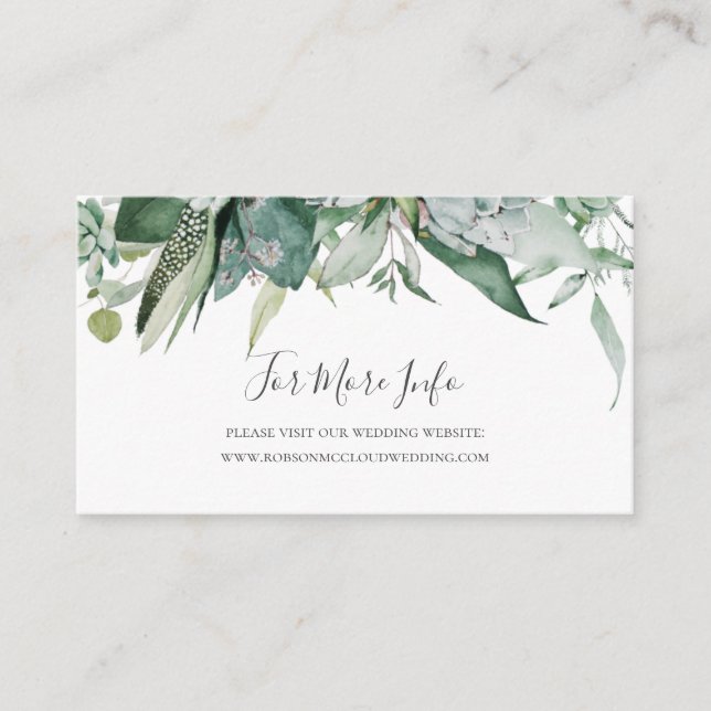 Carte D'accompagnement Une verdure succulente | Site Mariage (Devant)