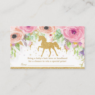 Carte D'accompagnement Unicorn Baby shower Bow Raffle Headband Baby Girl