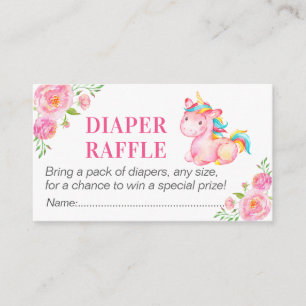Carte D'accompagnement Unicorn Diaper Raffle Billet bébé fille Douche ros