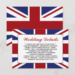 Carte D'accompagnement Union Jack Flag British Mariage Detail