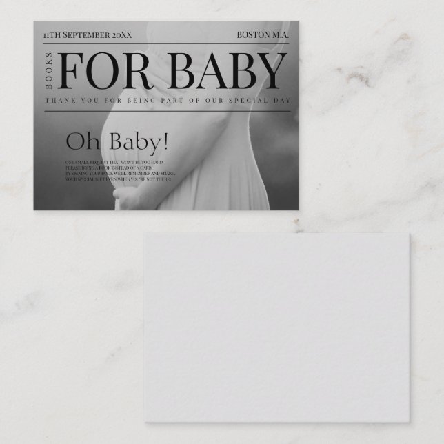 Carte D'accompagnement Unique Magazine Baby shower photo Livres pour bébé (Devant / Derrière)