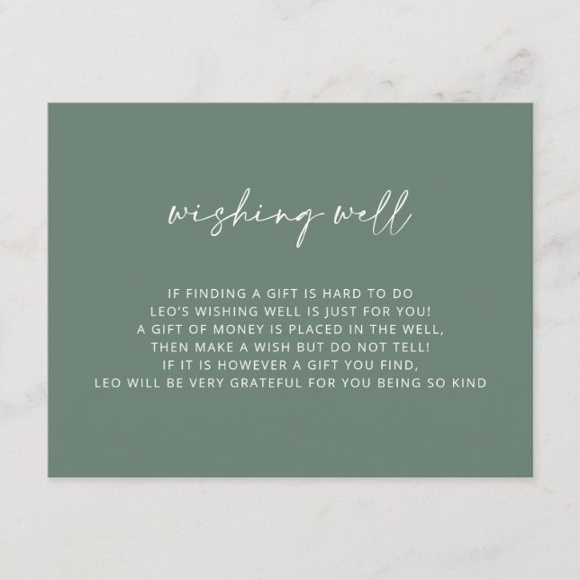Carte D'accompagnement V2 Simple Baptême Vert Wishing well (Devant)