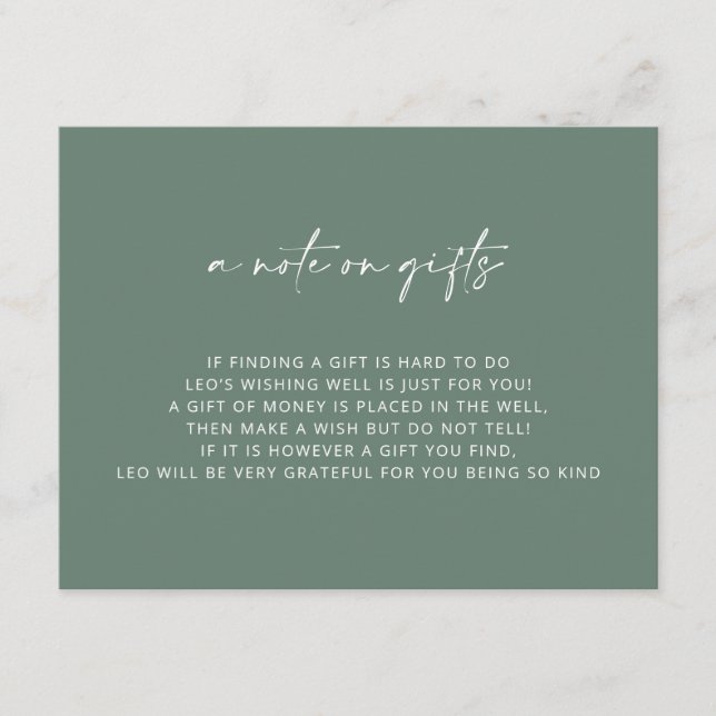 Carte D'accompagnement V4 Baptême vert simple Wishing well (Devant)