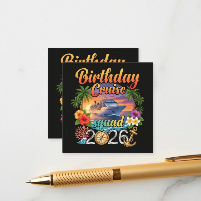 Carte D'accompagnement Vacances d'anniversaire en croisière (Devant/Arrière en situation)
