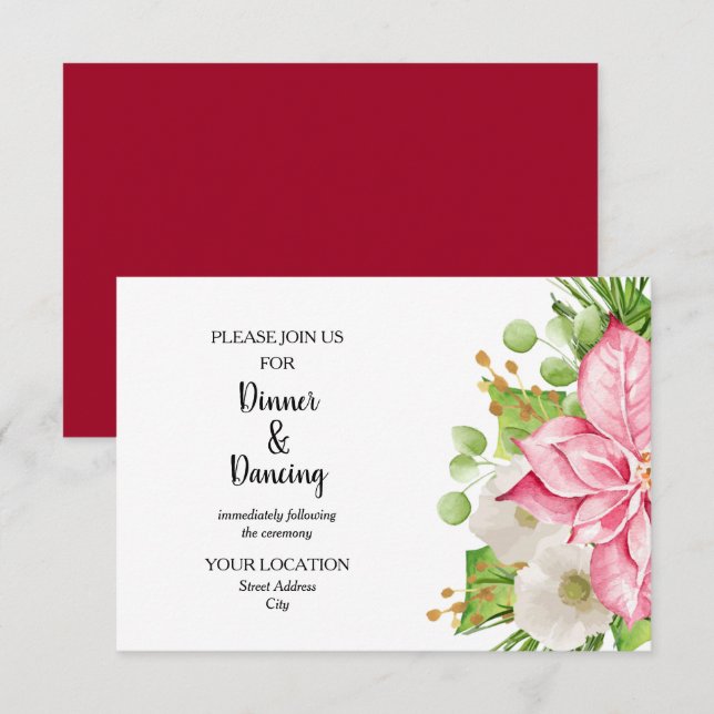 Carte D'accompagnement Vacances d'hiver Mariage aquarelle Floral (Devant / Derrière)