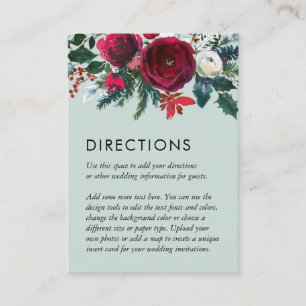 Carte D'accompagnement Vacances Florales Hiver Mariage Instructions Insér