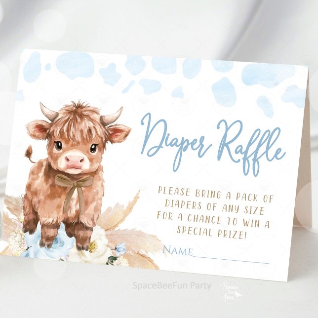 Carte D'accompagnement Vache des Highlands Vache sacrée shower pour bébé  (highland cow baby shower, holy cow baby shower, baby shower boy, diaper raffle card, baby shower enc)