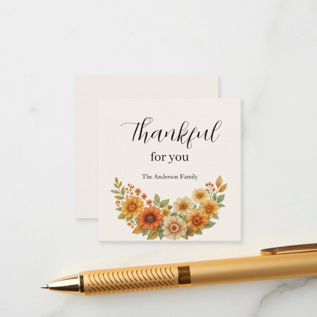 Carte D'accompagnement Vague d'automne - Automne Floral Thanksgiving (Devant/Arrière en situation)