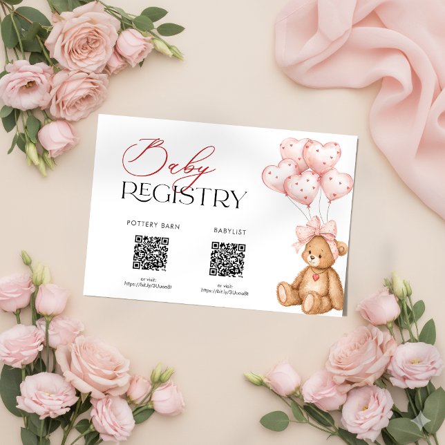 Carte D'accompagnement Valentine Baby Shower Registry Card (Valentine Baby Shower Registry Card)