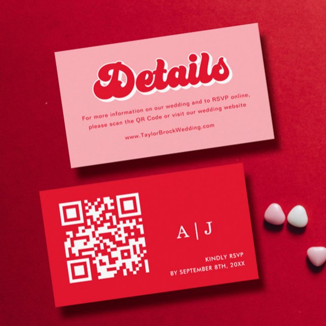 Carte D'accompagnement Valentine Mariage rouge et rose (Créateur téléchargé)