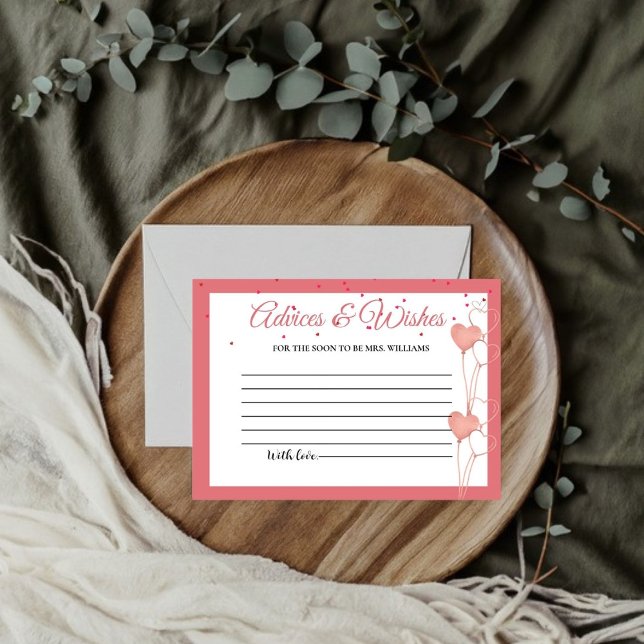 Carte D'accompagnement Valentine Pink Heart Advices & WIshe Fête des mari (Créateur téléchargé)