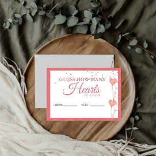 Carte D'accompagnement Valentine Pink Heart Devine Combien de coeurs Jeu