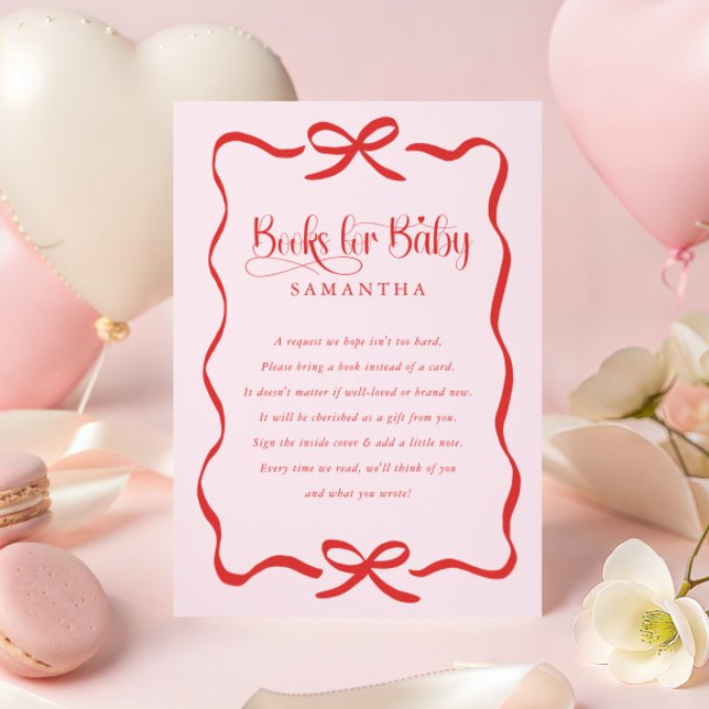 Carte D'accompagnement Valentines bow girl baby shower books for baby  (Créateur téléchargé)