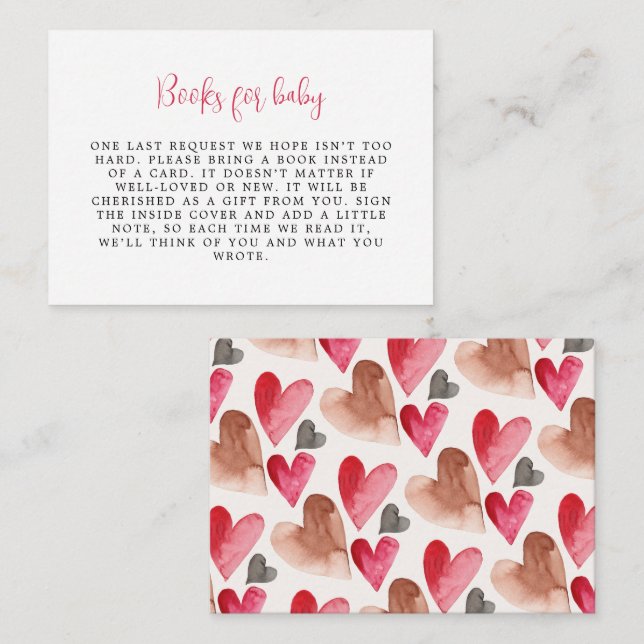 Carte D'accompagnement Valentines Livres Pour Baby Heart Motif (Devant / Derrière)