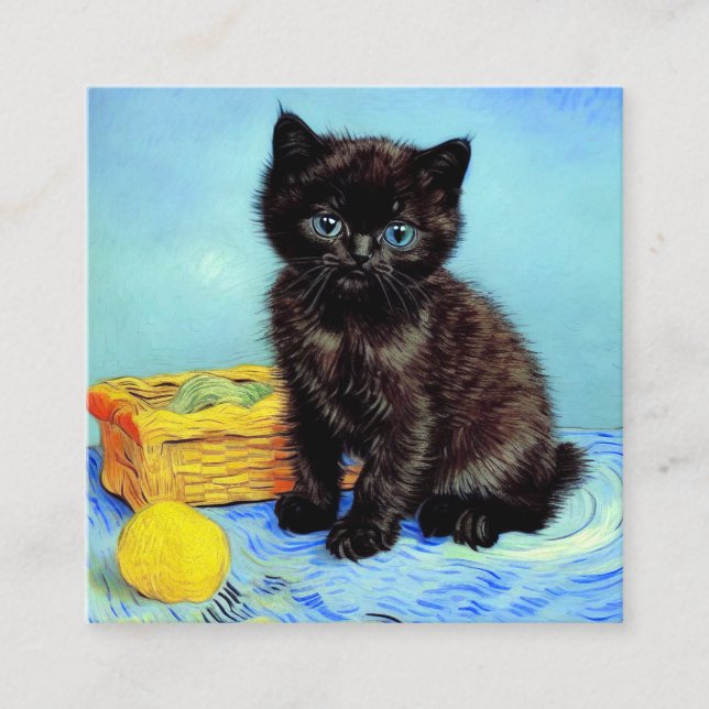 Carte D'accompagnement Van Gogh Black Kitten avec fils (Devant)