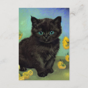 Carte D'accompagnement Van Gogh Chat noir Fleurs jaunes