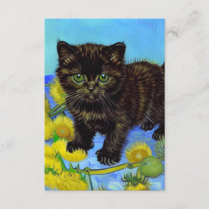 Carte D'accompagnement Van Gogh Style Chat avec tournesol