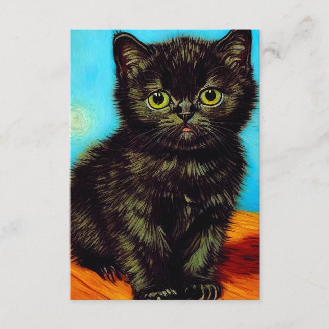 Carte D'accompagnement Van Gogh Style Pouting Kitten (Devant)
