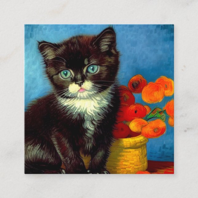 Carte D'accompagnement Van Gogh Tuxedo Cat (Devant)